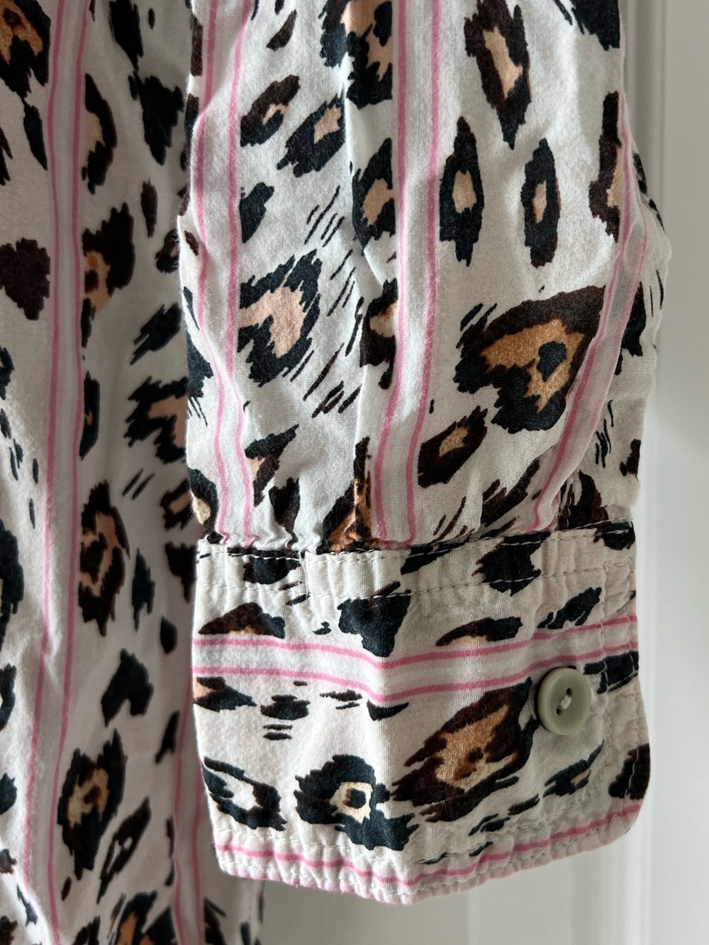 Victoria's Secret Pink Heart Leopard Striped Long Sleeve Sleep Shirt Womens Med - Picture 5 of 5